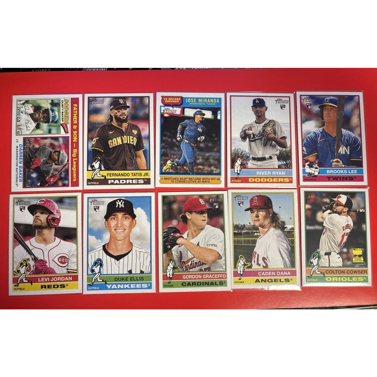 2025 Topps Heritage 10-Card LOT6 RCs! + Tatis, Cowser GC, Miranda Insert