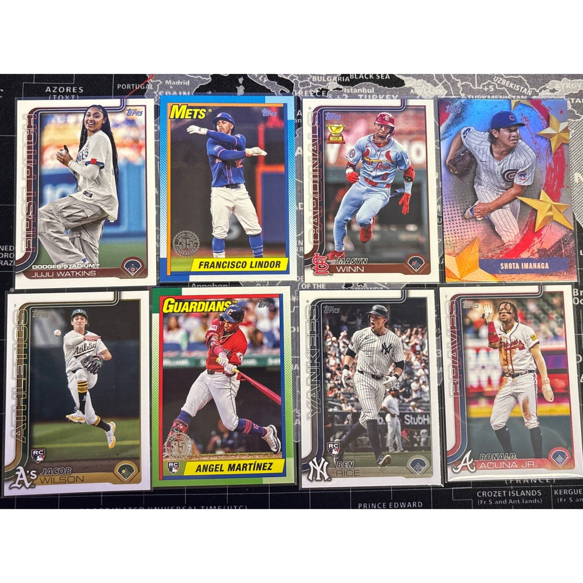 2025 Topps Series-1 8-card LOTJuJu, Lindor, Winn GC, Acuna, Wilson RC, Shota!