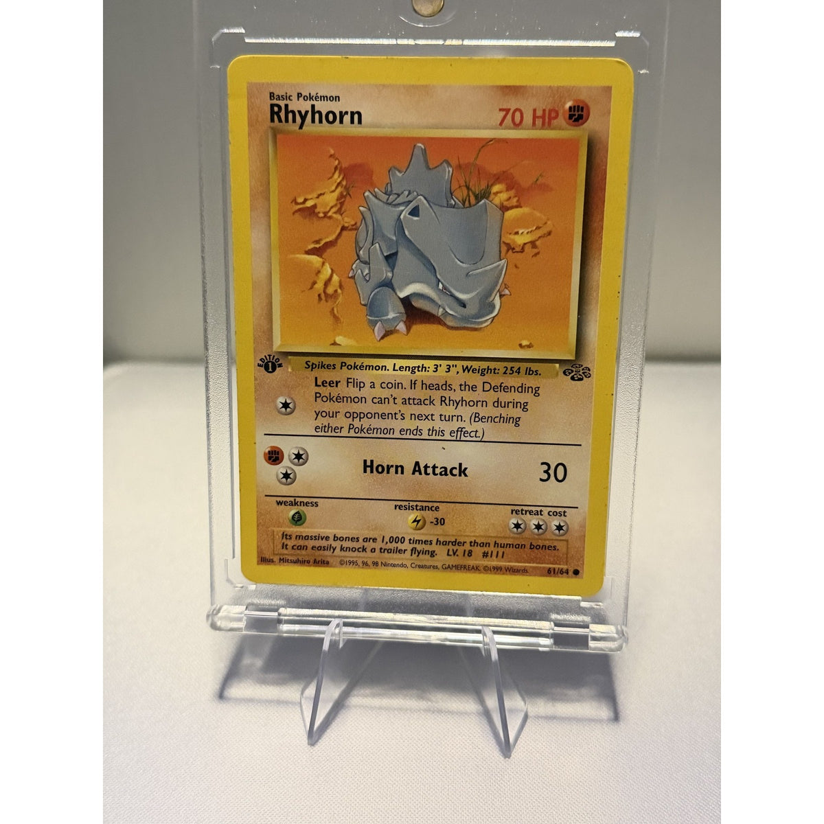 Rhyhorn 61/64 1st Edition Jungle Common WOTC 1999 Pokemon Card NM