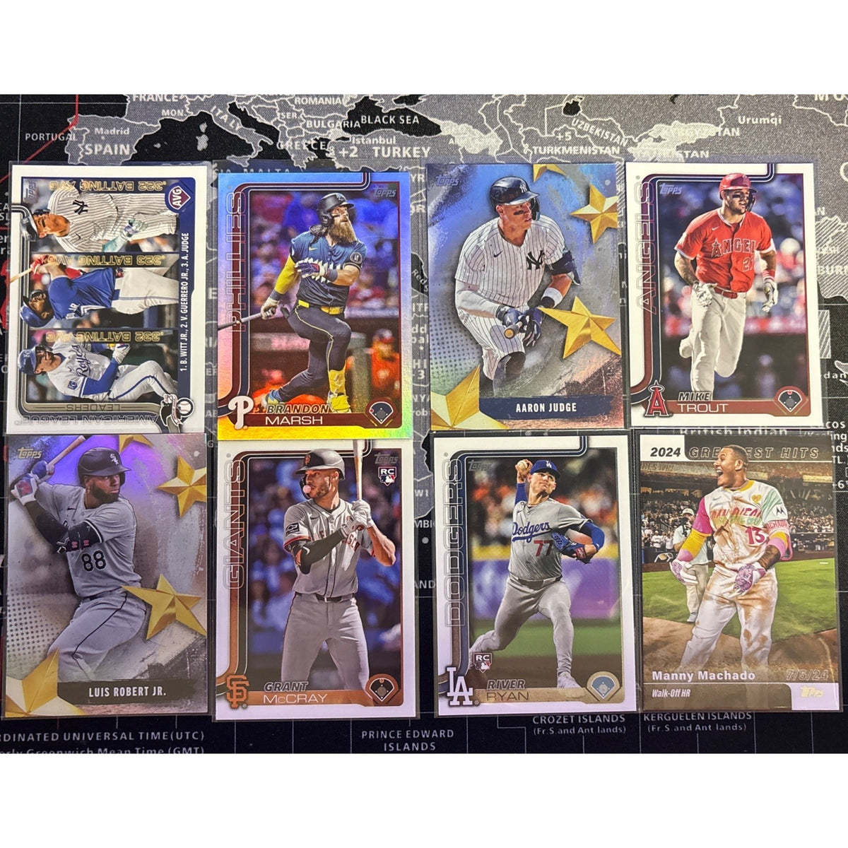 2025 Topps Series-1 8-card LOTJudge, Trout, Marsh Rainbow, Machado & RCs