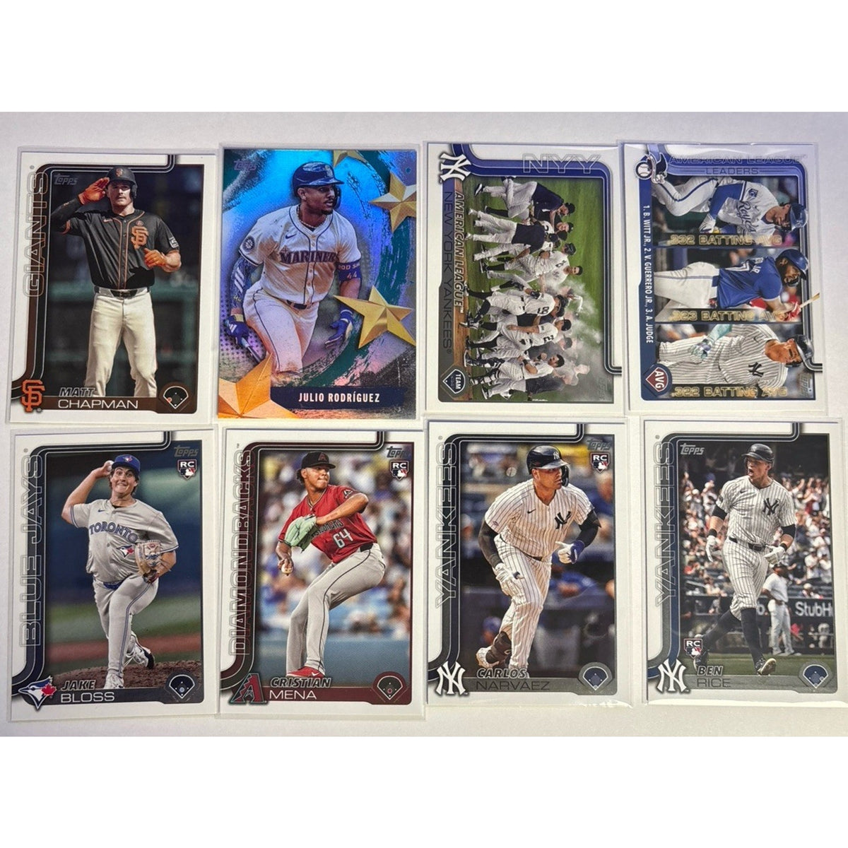 2025 Topps Series 1 8-Card LOT (4 RCs, 3 Inserts) Yankees Fans!