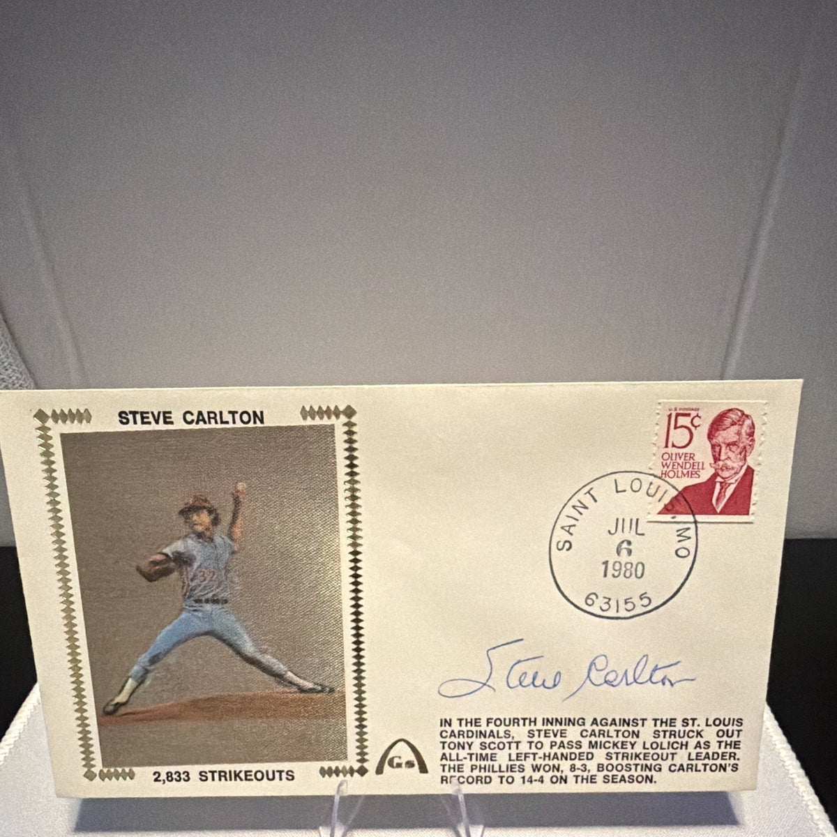 Perez-Steele Steve Carlton Signed Postcard Philadelphia Phillies