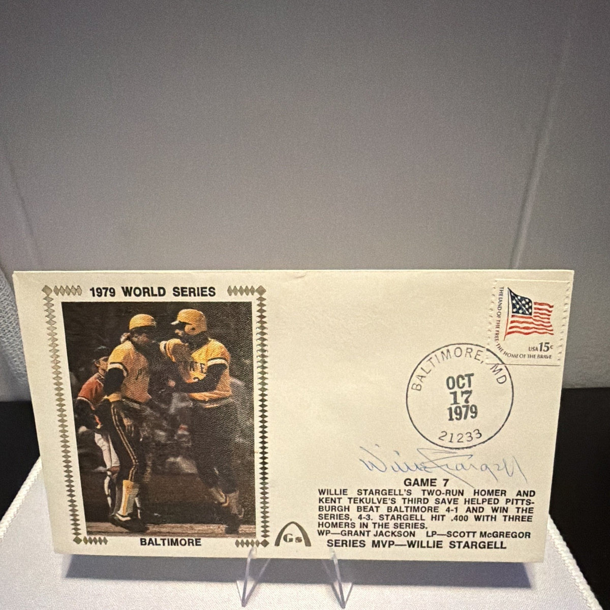 Willie Stargell Signed 1979 World Series Postcard Pittsburgh Pirates