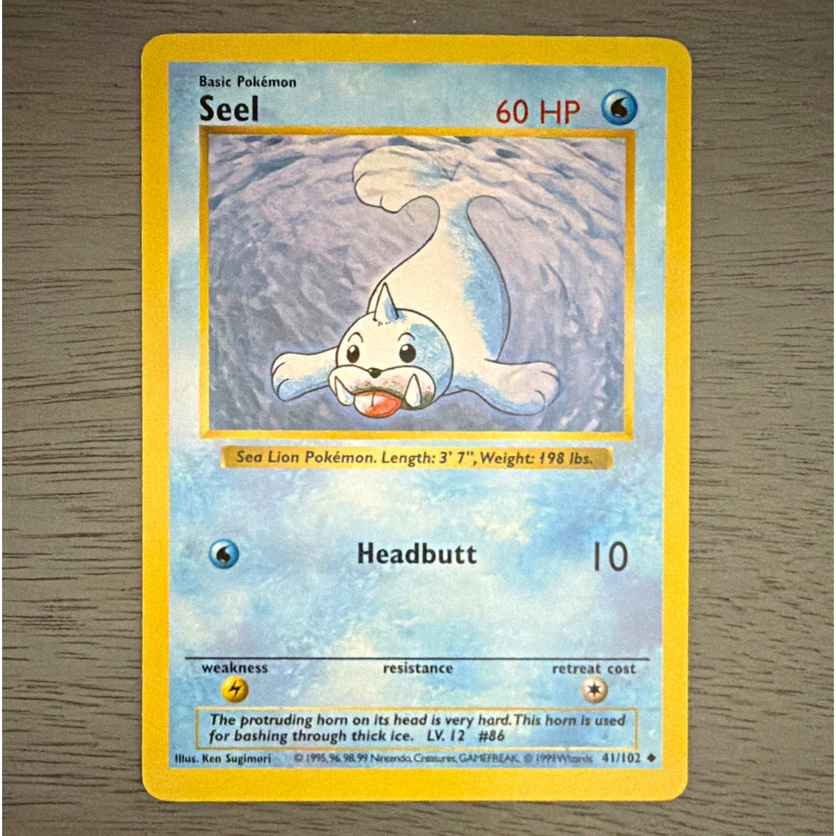 Seel 41/102 Base Set Unlimited Regular Common WOTC 1999 Pokemon Card 60 HP