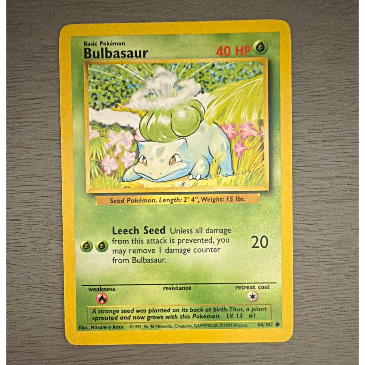 Bulbasaur 44/102 Base Set Unlimited Regular Common WOTC 1999 Pokemon Card