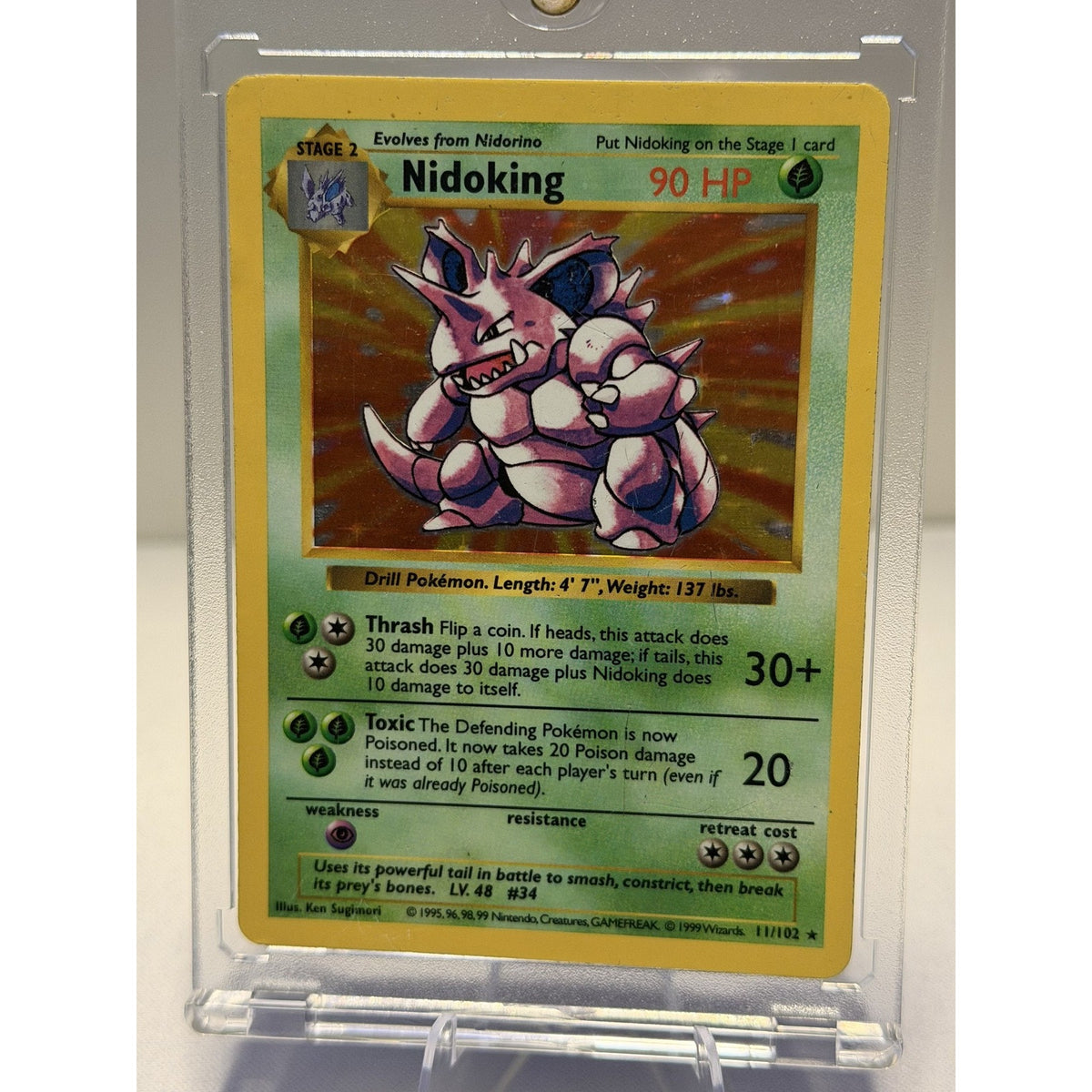 Nidoking 11/102 SHADOWLESS Base Set Holo Rare WOTC 1999 Pokemon Card MP