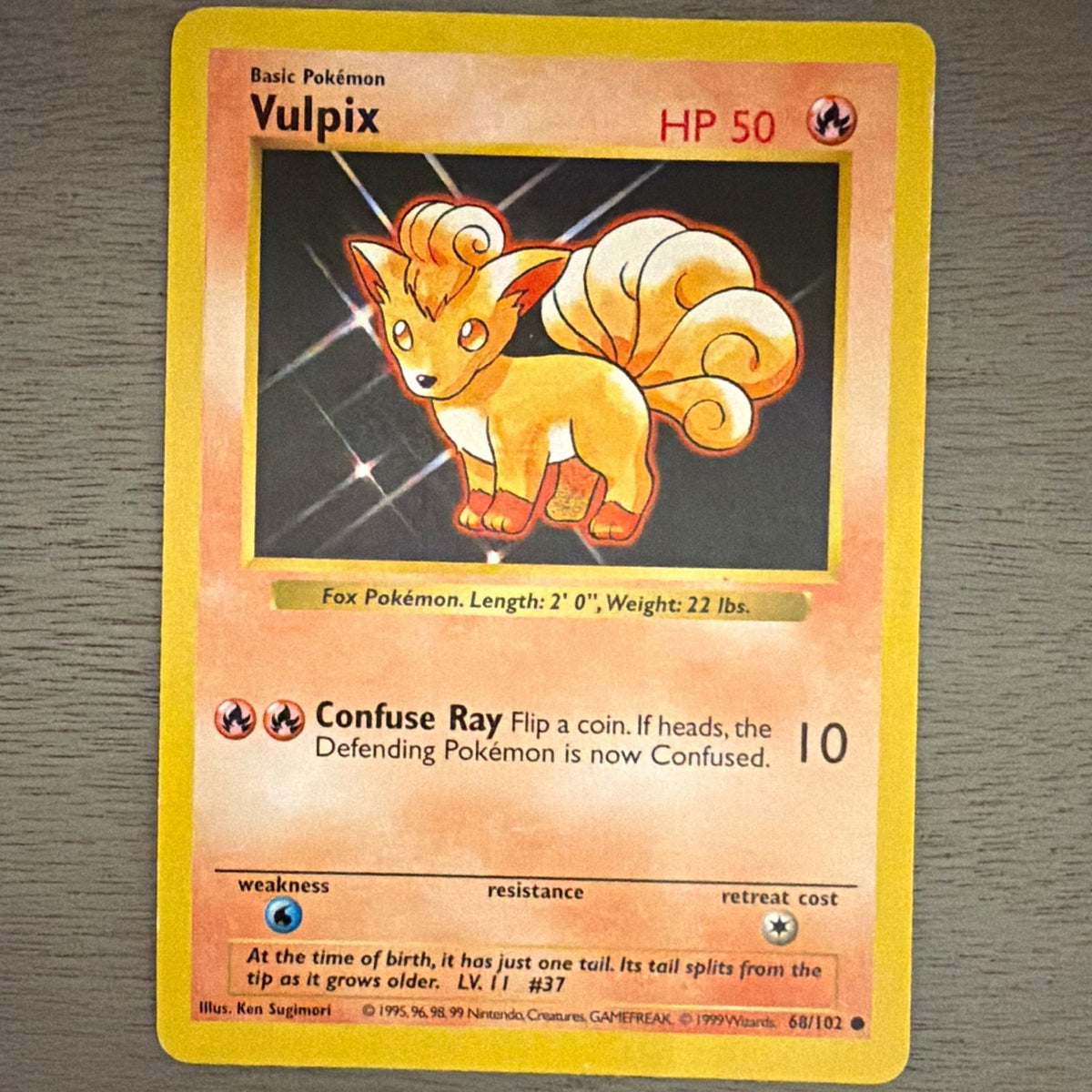 Vulpix 68/102 Base Set Shadowless Common Regular English HP 50 Sugimori