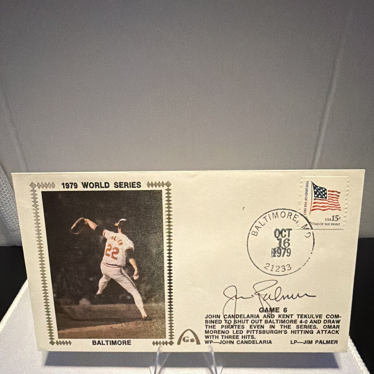 Jim Palmer Signed Original First Day Cover 1979 World Series Baltimore Orioles