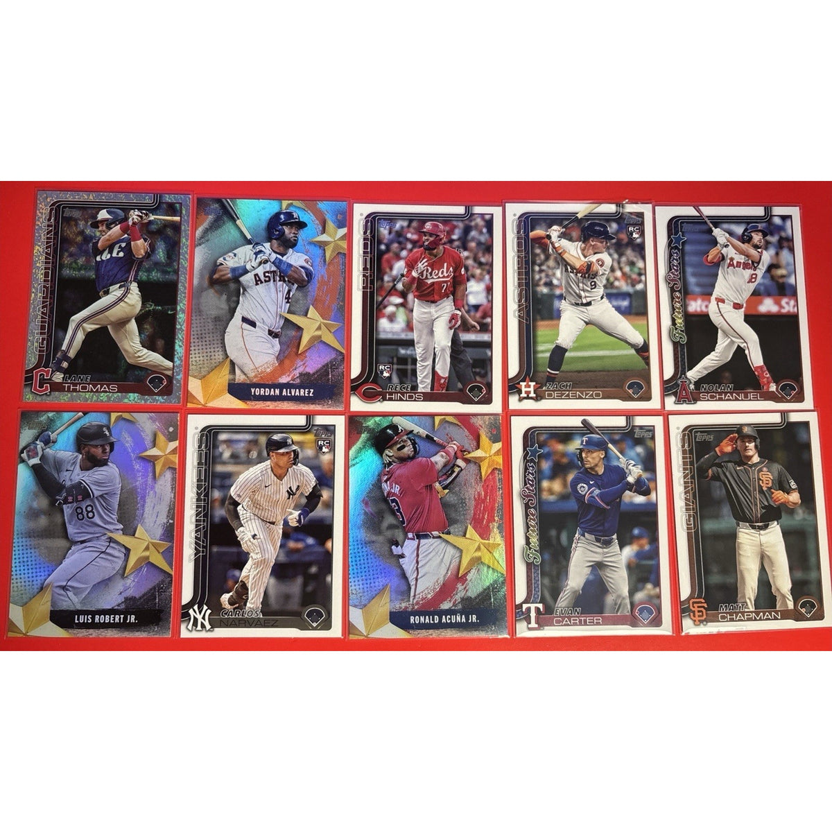 2025 Topps Series 1 Base - 10 Card LOT Lane Thomas Sandglitter, 3 RCs, Chapman