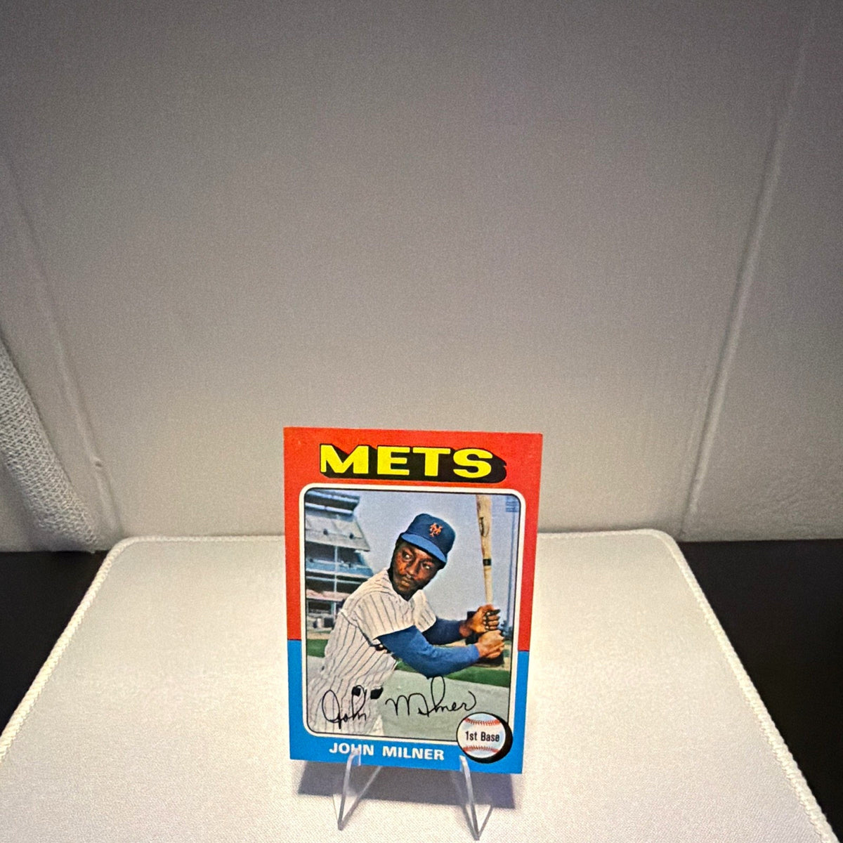 1974 Topps John Milner New York Mets #264 1st Base Fax Auto Signed (Mini)