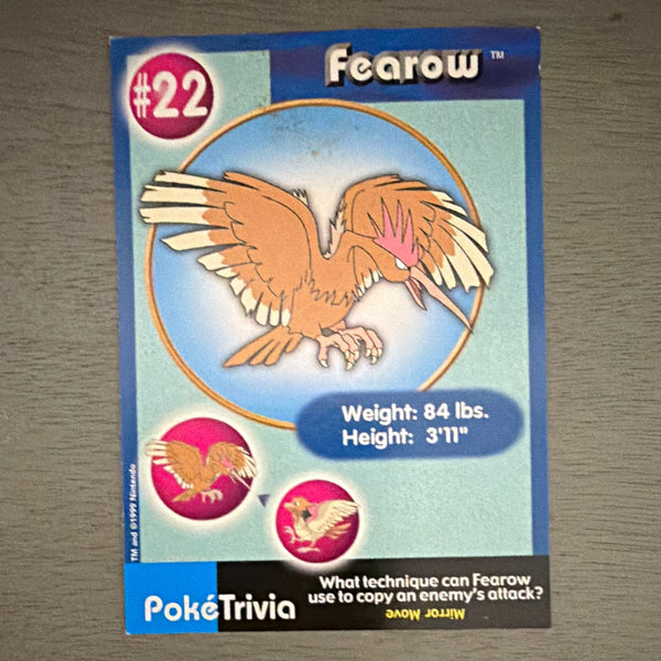 1999 Merlin Pokémon PokéTrivia Fearow #22 + First Movie Scene Card #2 Lot