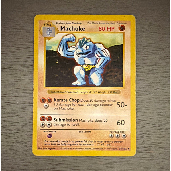 WOTC Machoke 34/102 Base Set Unlimited Uncommon Regular 1999 Pokemon Card