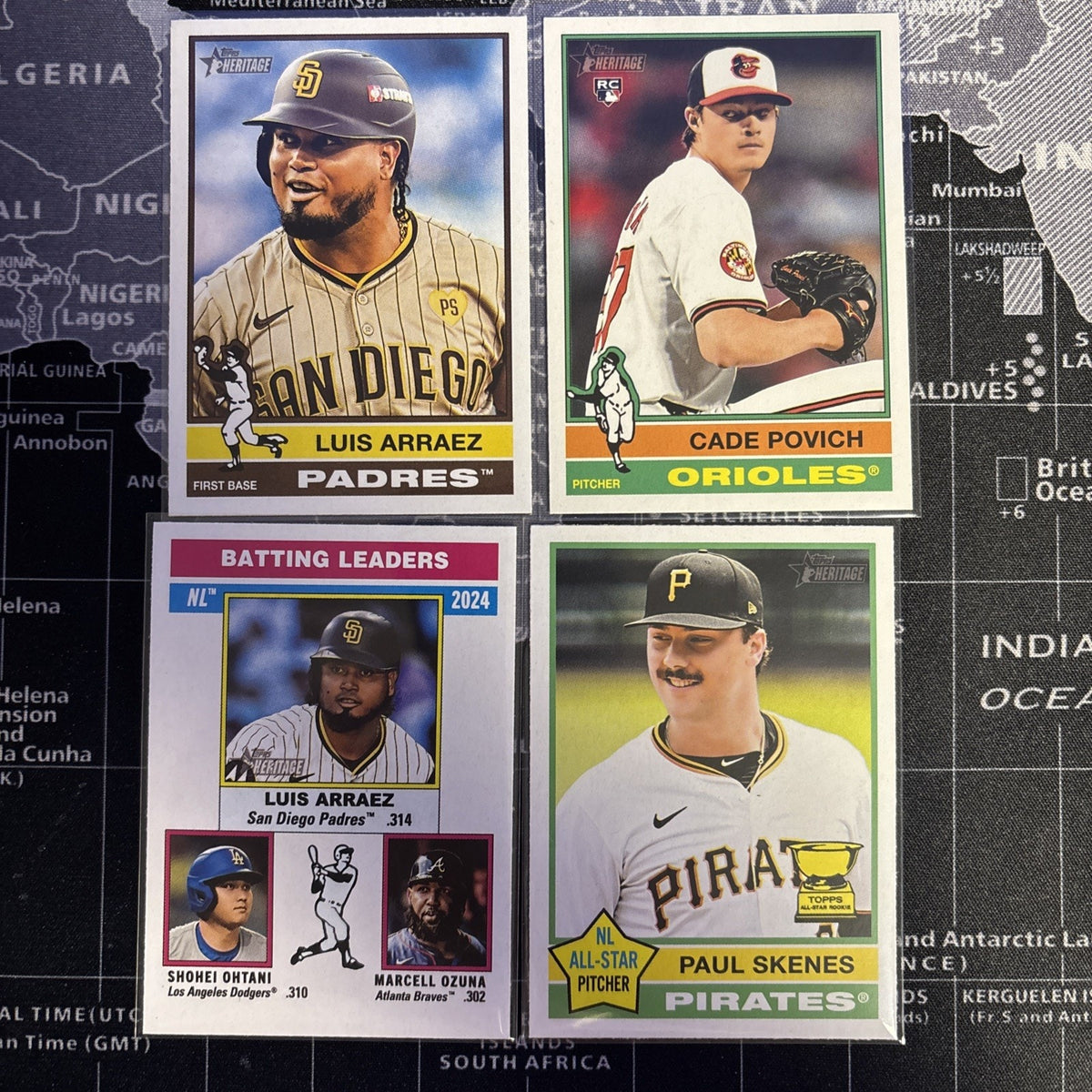 2025 Topps Heritage Collection 4-card LOTSkenes GC, Povich RC, Arraez & Ohtani
