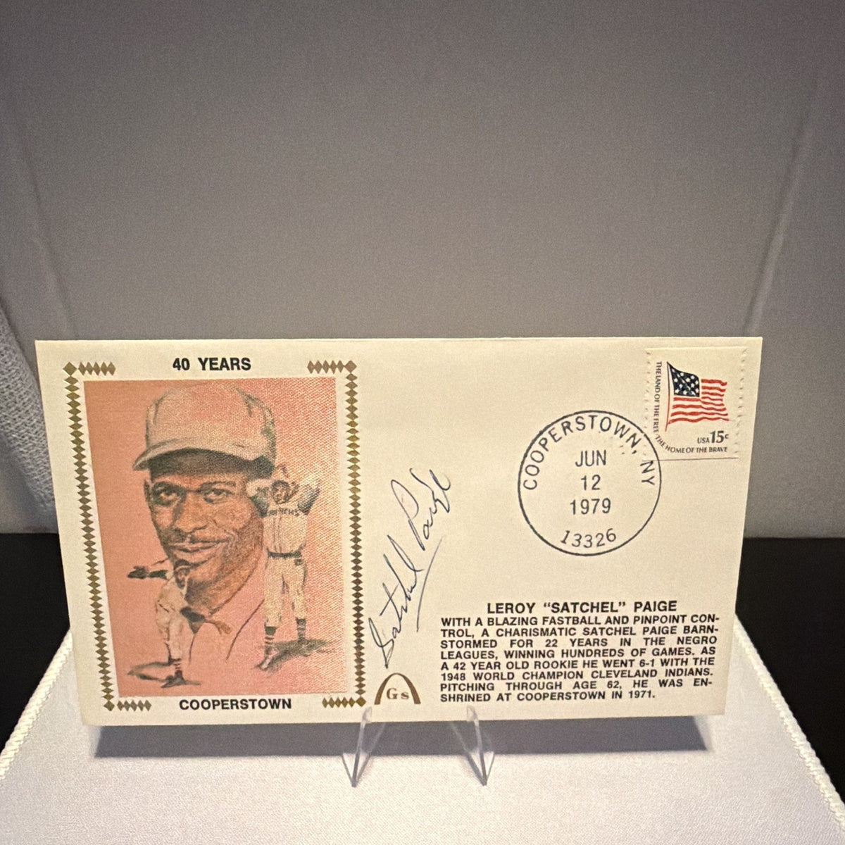 Satchel Paige Signed Original Cooperstown First Day Cover Postmarked Jun 12 1979