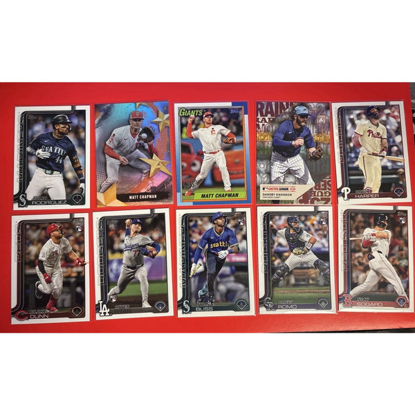 2025 Topps Series 1 Base - 10 Card LOT5 RCs + Julio, Chapman, Swanson & Harper