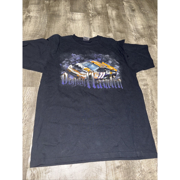 2017 Denny Hamlin #11 FedEx Size Large Faded Black Mens Double Side T-Shirt