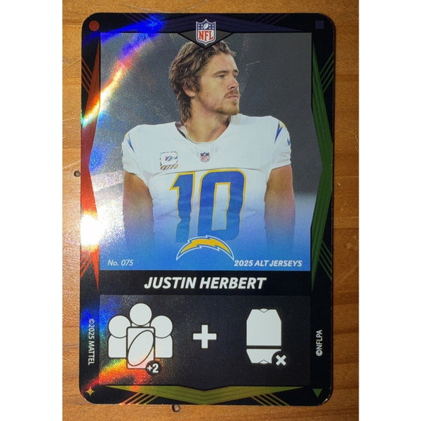 2025 Mattel NFL Uno Elite Justin Herbert Alt Jersey Wild Card Foil #75 - SSP
