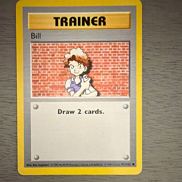 Bill 91/102 Base Set Unlimited Trainer Common WOTC 1999 Pokemon Card