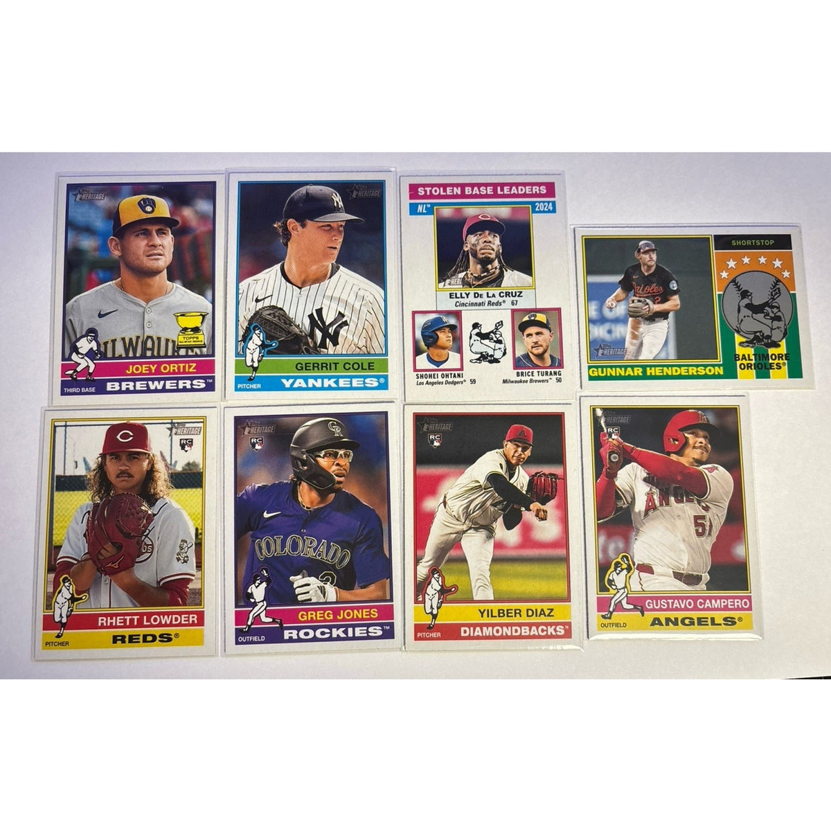 2025 Topps Heritage Collection 8-Card LOT (4 RCs, 1 GC, 2 Inserts)