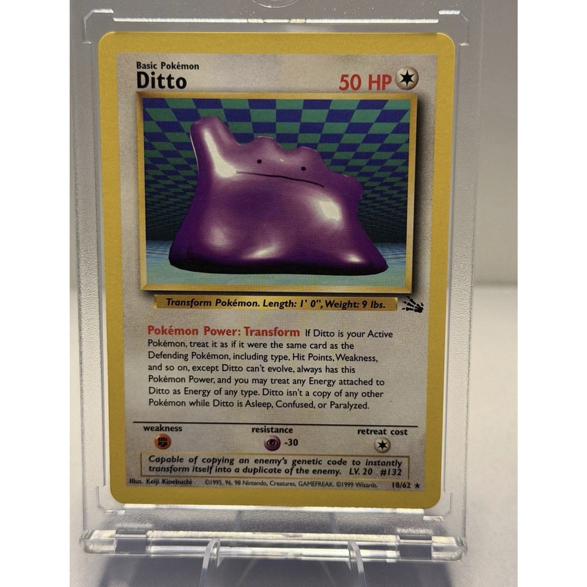 Ditto 18/62 Fossil Unlimited Non-Holo Rare WOTC 1999 Pokemon Card NM