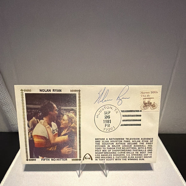 Nolan Ryan Signed Original First Day Cover Fifth No-Hitter Houston Astros