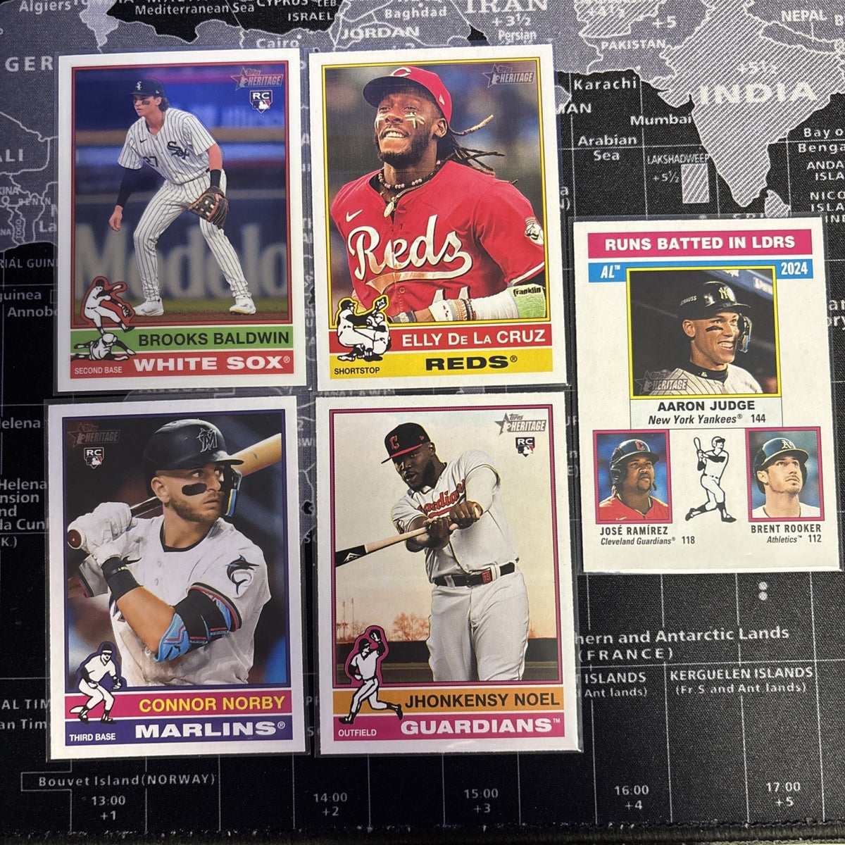 2025 Topps Heritage Collection 5-card LOTElly, Baldwin Chrome, Noel & Norby RC