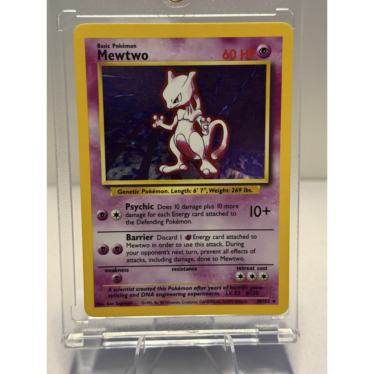 Mewtwo 10/102 Base Set Unlimited Holo Rare WOTC 1999 Pokemon Card LP