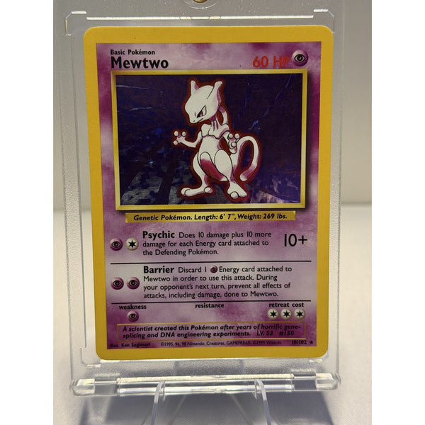 Mewtwo 10/102 Base Set Unlimited Holo Rare WOTC 1999 Pokemon Card LP