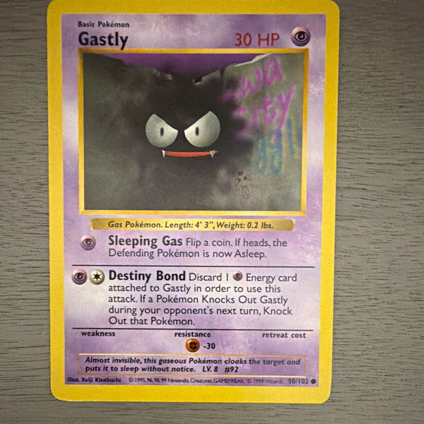 Gastly 50/102 Base Set Shadowless Unlimited WOTC 1999 Pokemon Card