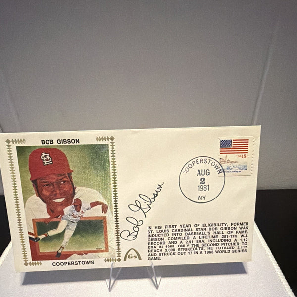 Bob Gibson Signed Original Cooperstown Cachet Envelope St. Louis Cardinals