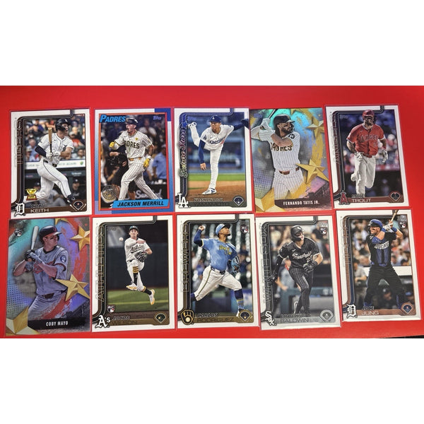 2025 Topps Series 1 Base - 10 Card LOT5 RCs, Wilson, Mayo, Jung + Trout & More