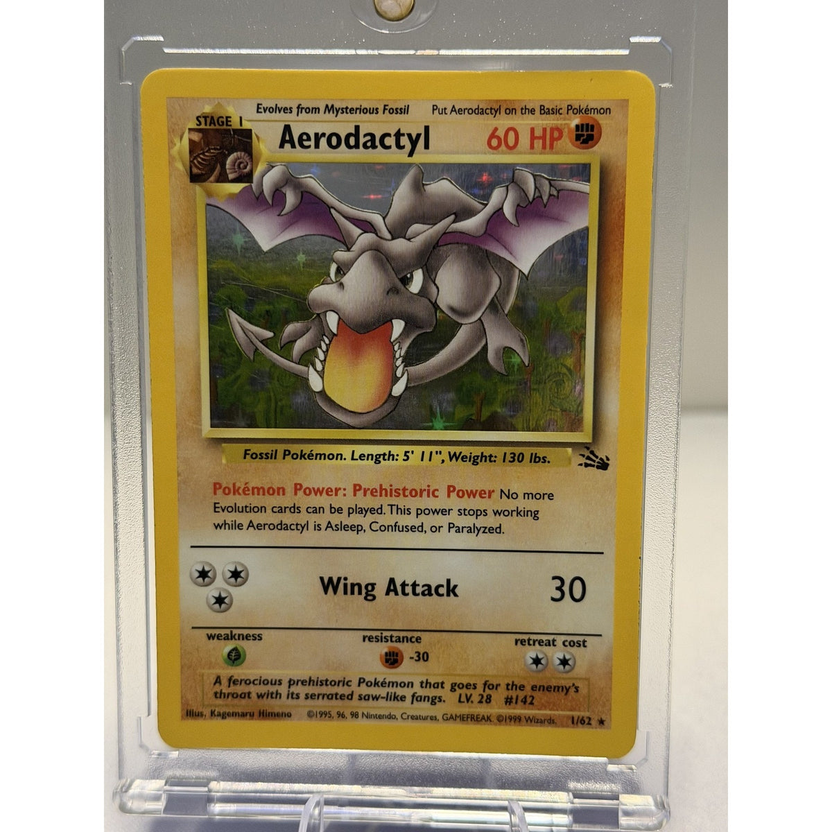 Aerodactyl 1/62 Fossil Unlimited Holo Rare WOTC 1999 Pokemon Card LP