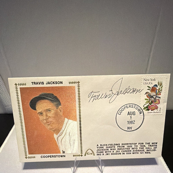Travis Jackson Signed Original Cooperstown Autographed Envelope New York Giants