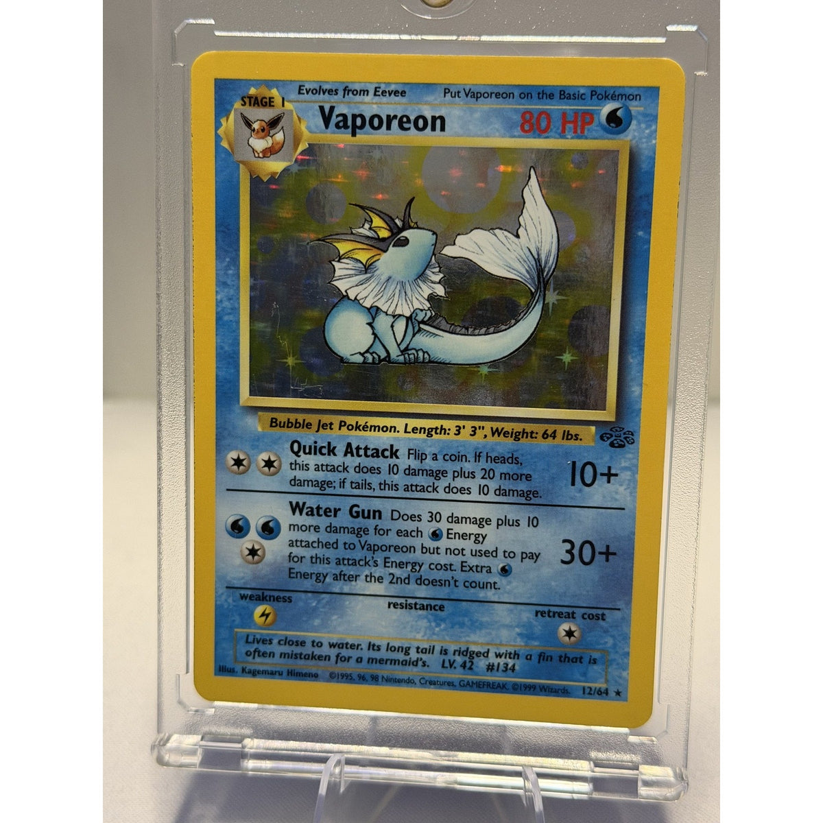 Vaporeon 12/64 Jungle Unlimited Holo Rare WOTC 1999 Pokemon Card LP