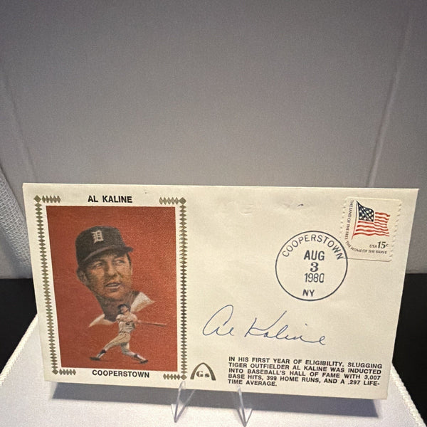 Al Kaline Signed Original Cooperstown Envelope Aug 3 1980 Detroit Tigers