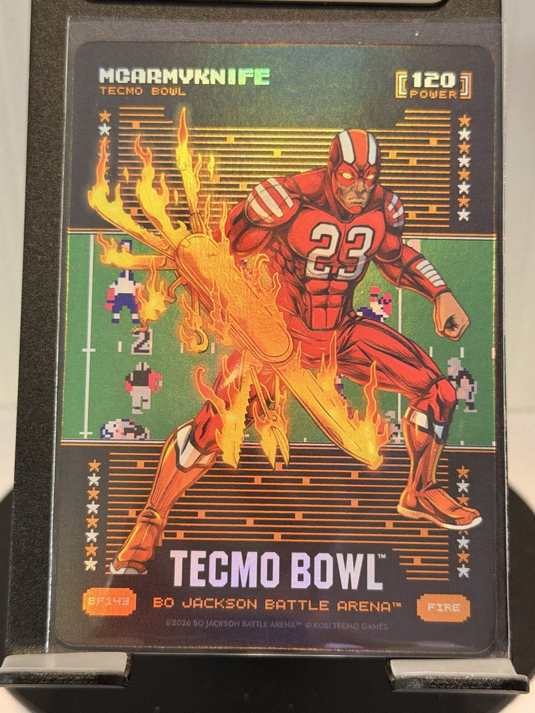 2026 Bo Jackson Battle Arena McArmyKnife Fire #BF143 Power 120 (front)