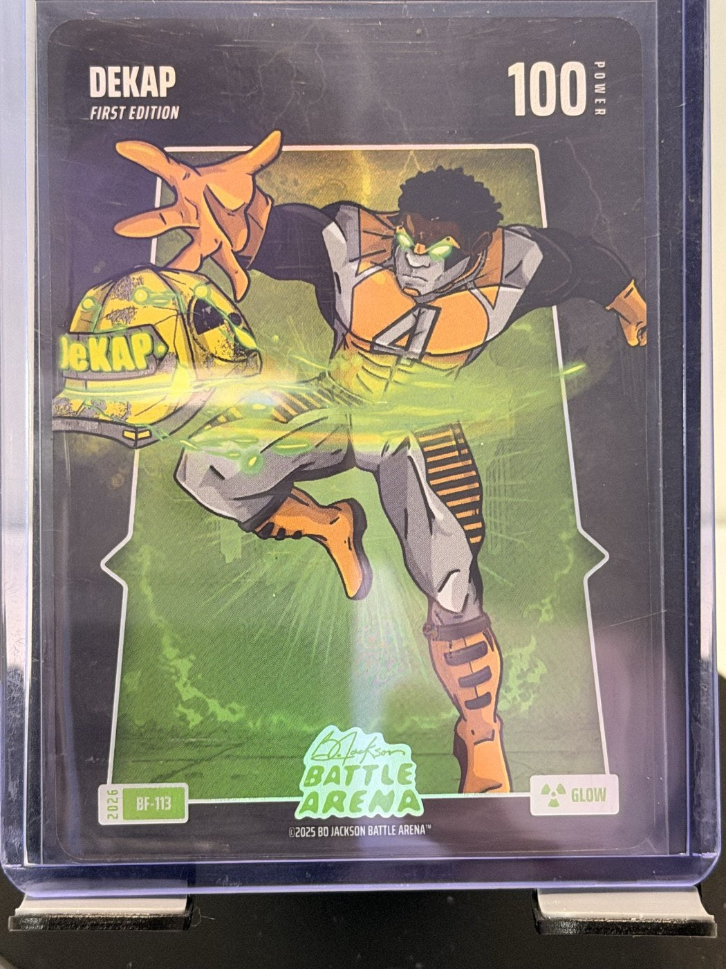 2025 Bo Jackson Battle Arena Dekap First Edition Glow #BF-113 Power 100 (front)