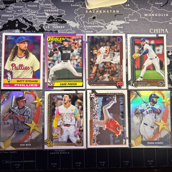 2025 Topps Series-1 8-card LOTStrahm Chrome, Witt Jr, Mayo & Povich RC & More