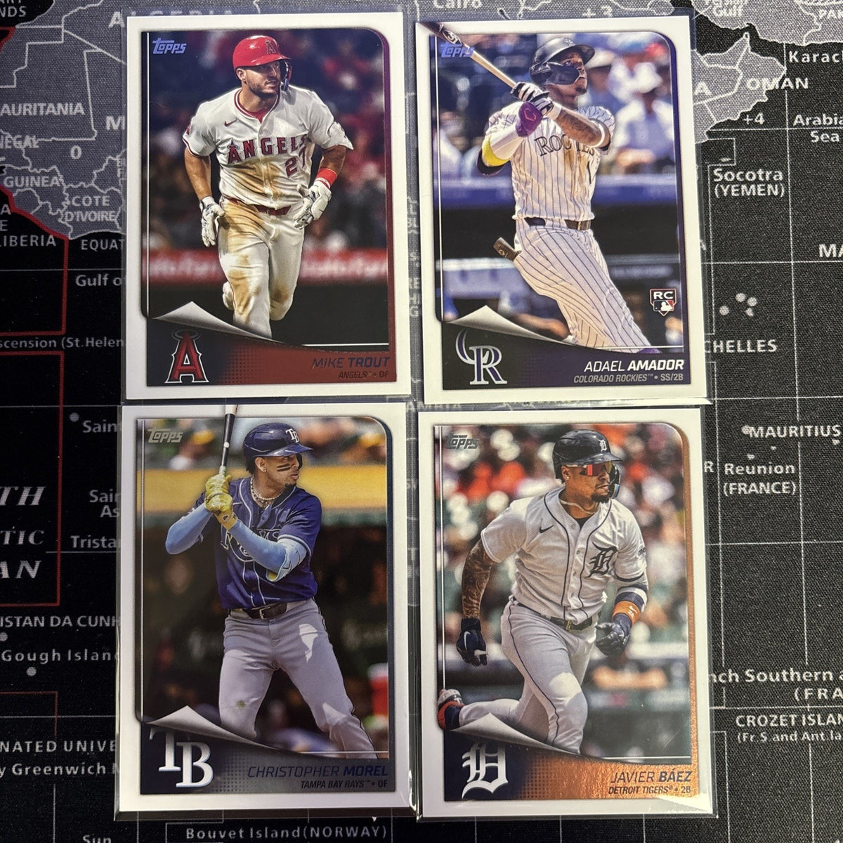 2025 Topps Flagship Collection 4-card LOT Trout, Morel, Amador, Baez