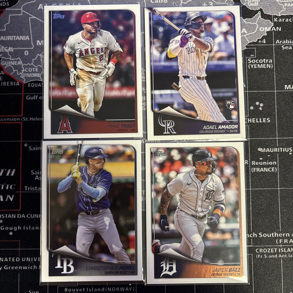 2025 Topps Flagship Collection 4-card LOT Trout, Morel, Amador, Baez