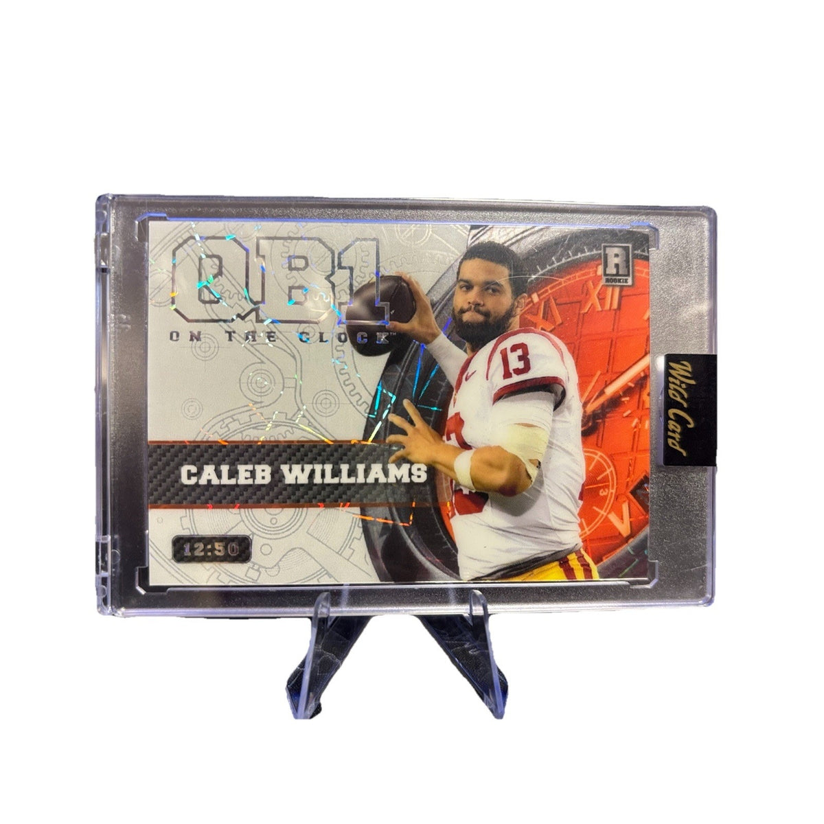 QB1 Caleb Williams ROOKIE White Sparkle Orange Watch /25