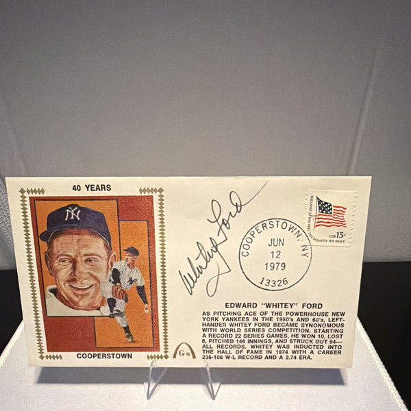 Whitey Ford Signed Original Cooperstown First Day Cover Jun 12 1979 Yankees