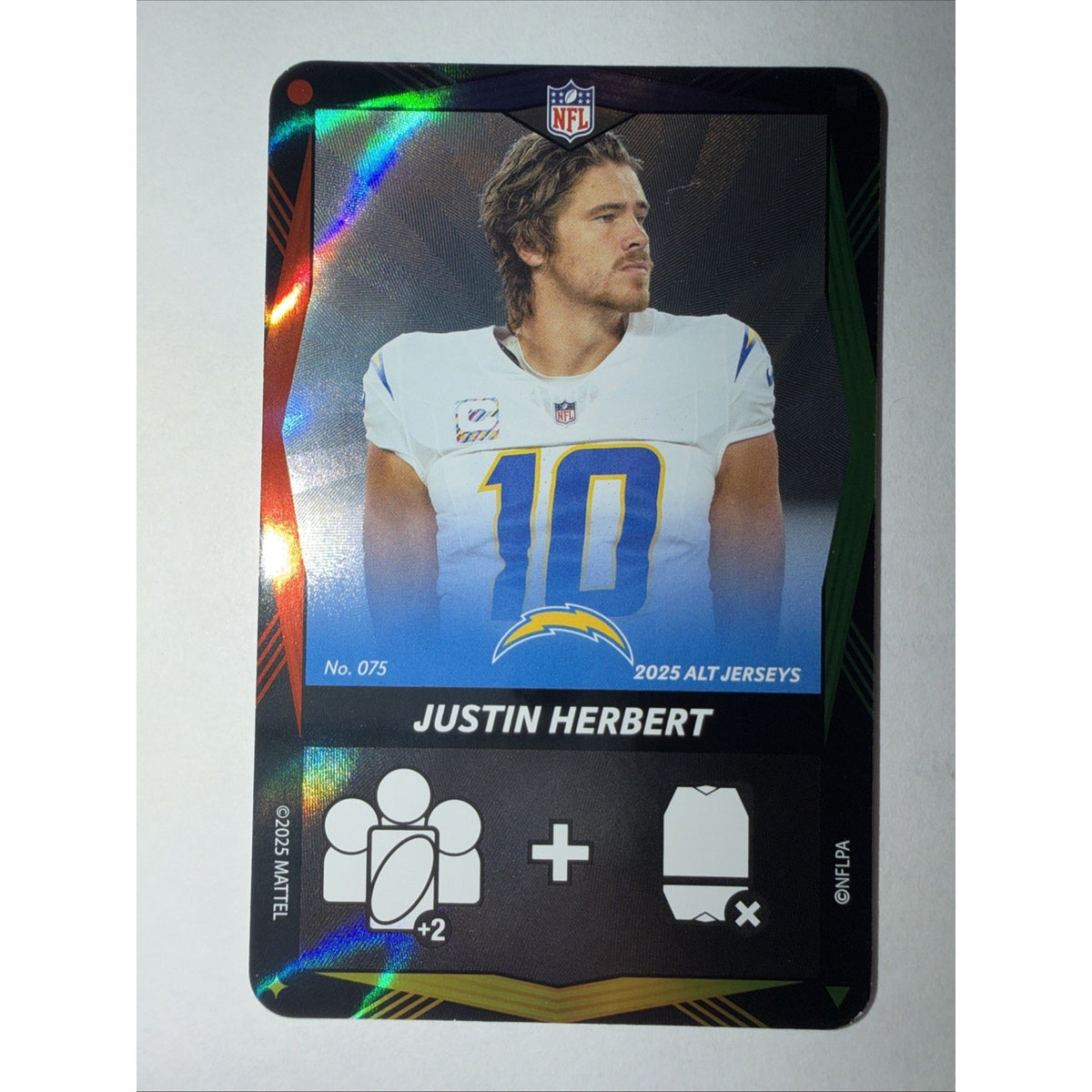 2025 Mattel NFL Uno Elite Justin Herbert Alt Jersey Wild Card Foil #75 - SSP